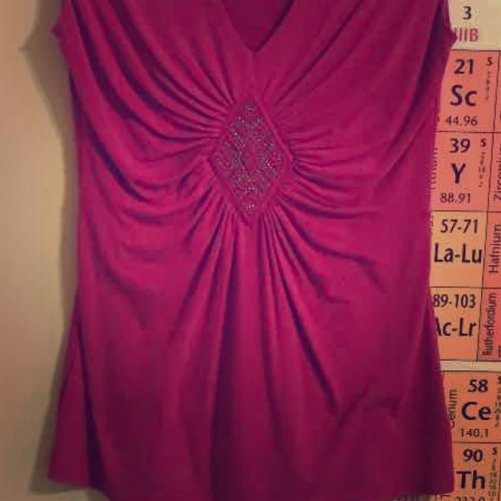 WHBM Pink Jeweled Sleeveless Top